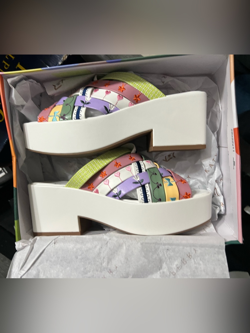 Katy Perry Collections Pastel Multi Woven Platform Mules - Picture 3 of 4